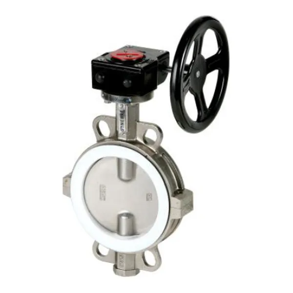 Válvula de mariposa tipo wafer. Acero Inoxidable + PTFE